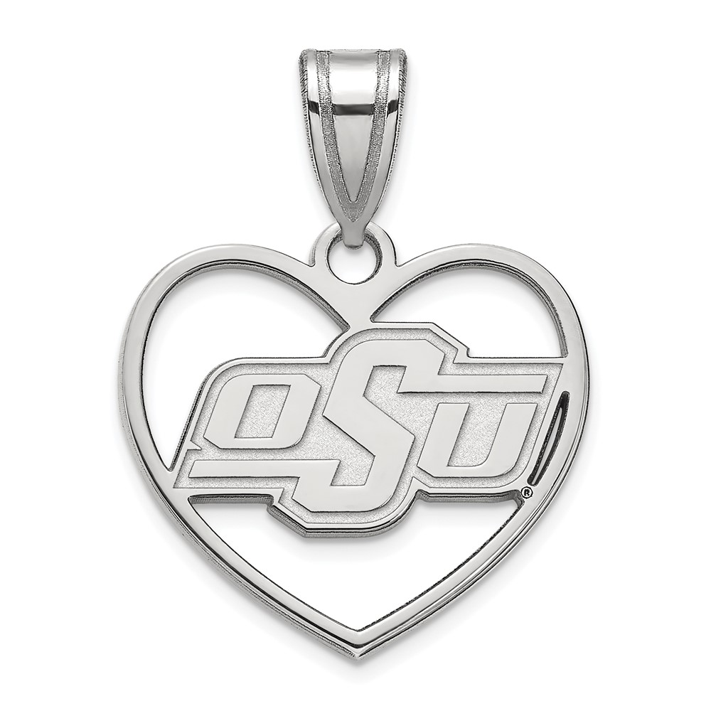 Sterling Silver Oklahoma State Heart Pendant