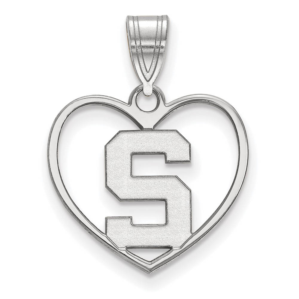 Sterling Silver Michigan State Initial Heart Pendant