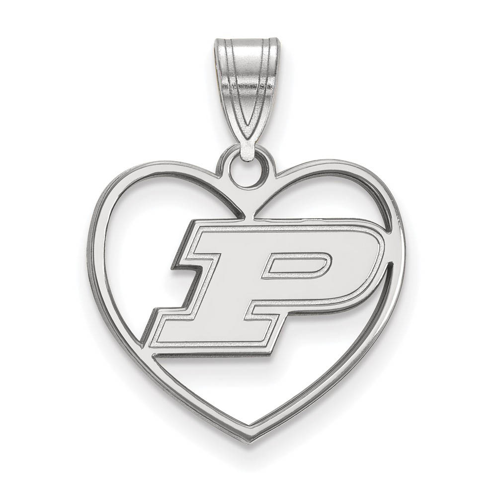 Sterling Silver Purdue Initial P Heart Pendant