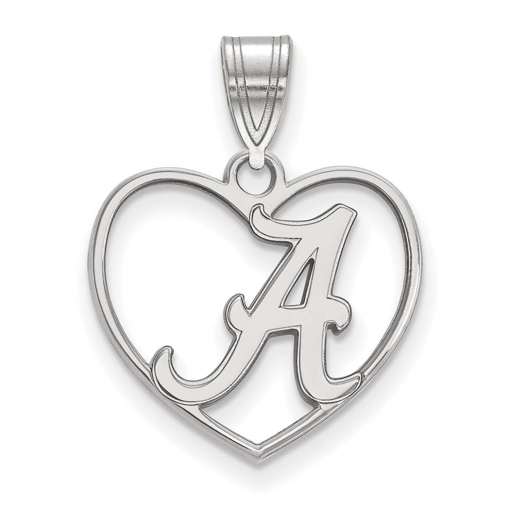 Sterling Silver U. of Alabama Initial A Heart Pendant