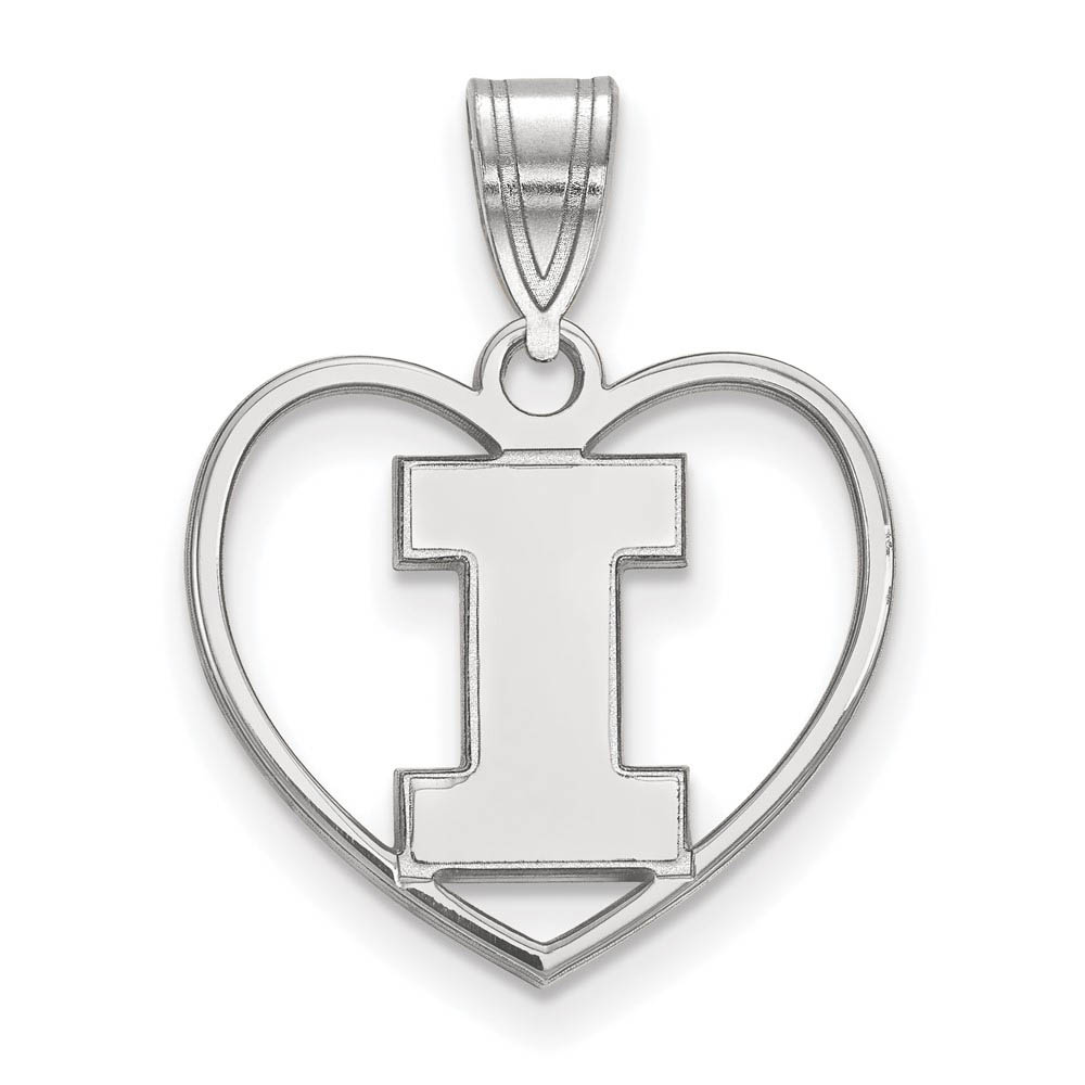 Sterling Silver U. of Illinois Initial I Heart Pendant