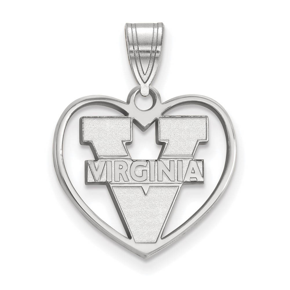Sterling Silver U. of Virginia 'V' Logo Heart Pendant