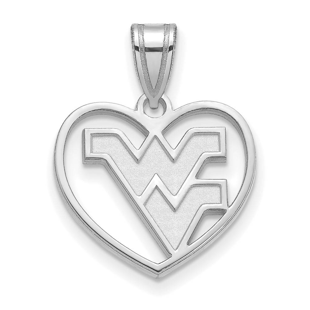 Sterling Silver West Virginia U. Logo Heart Pendant