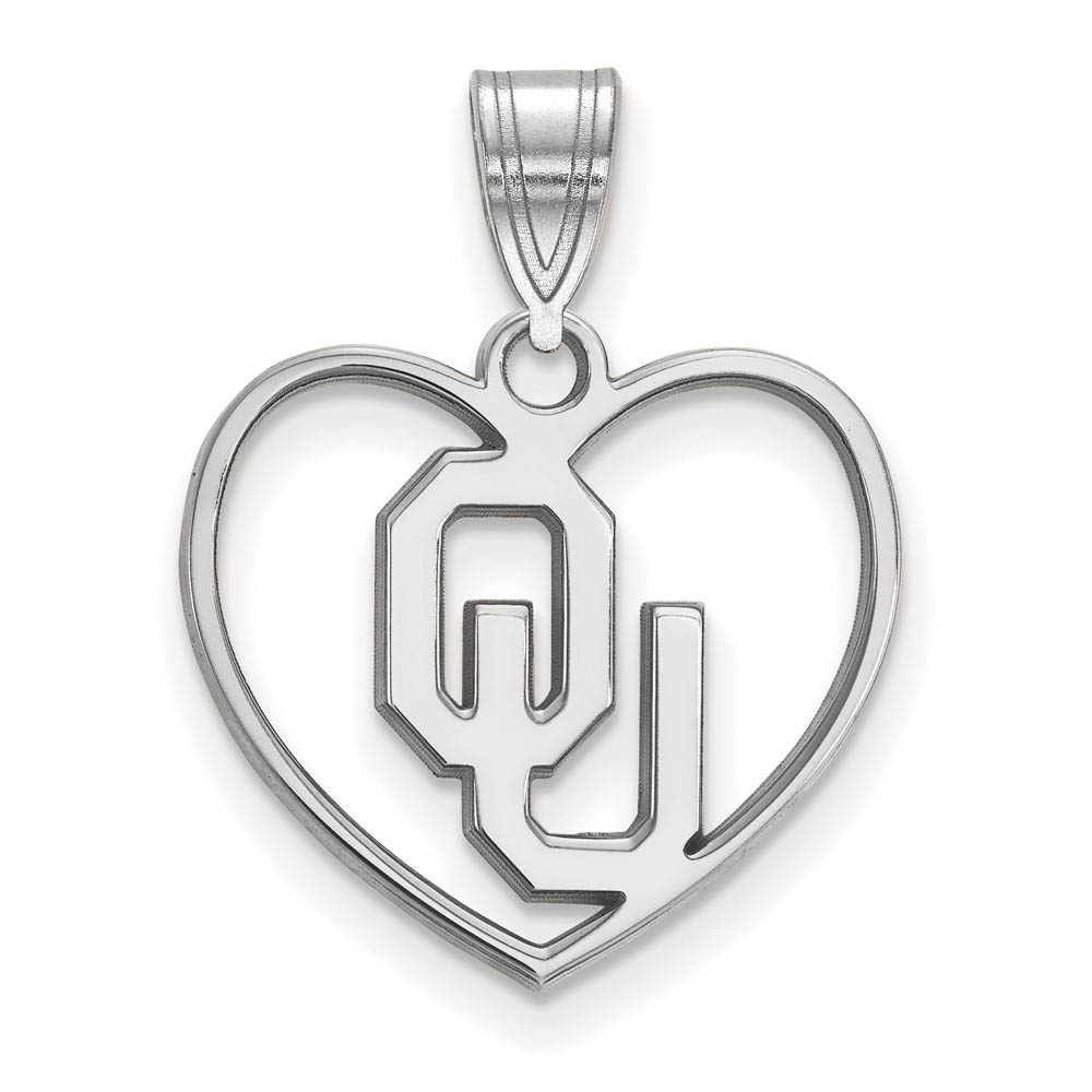 Sterling Silver U. of Oklahoma Heart Pendant
