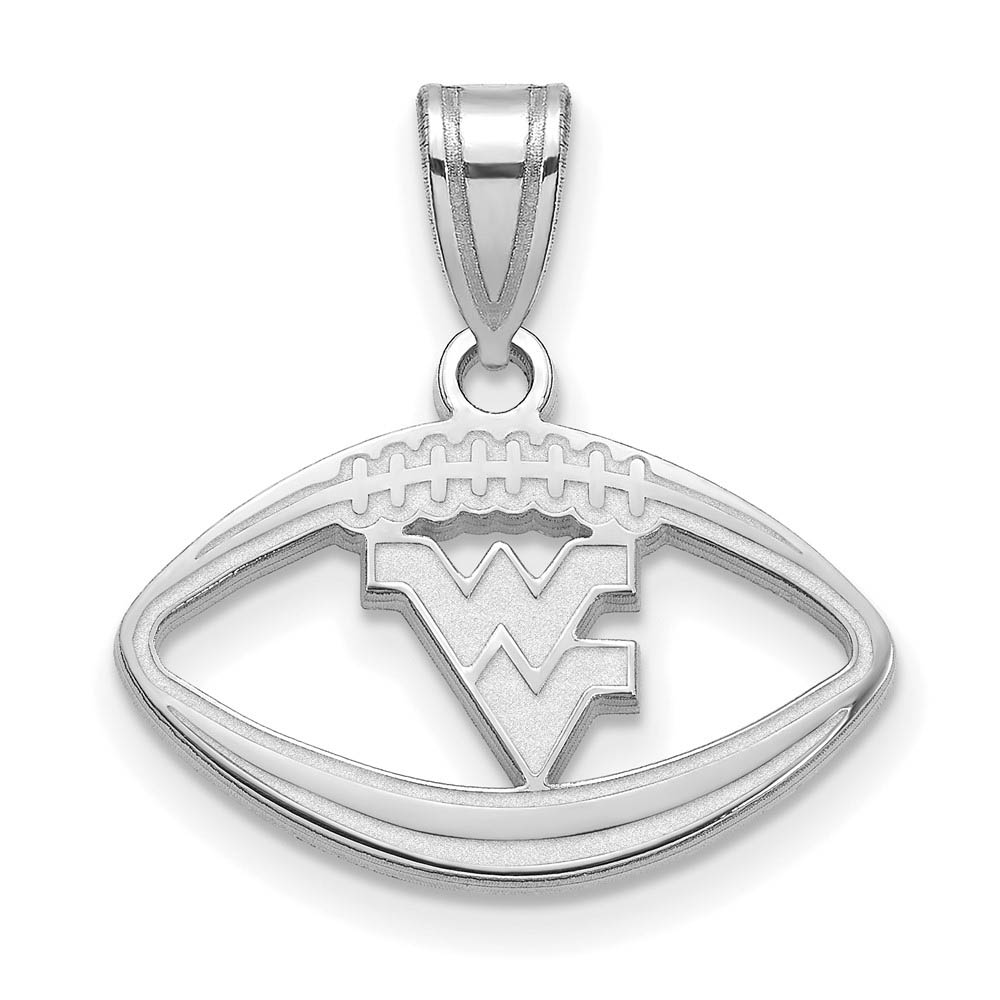 Sterling Silver West Virginia U. Logo Football Pendant