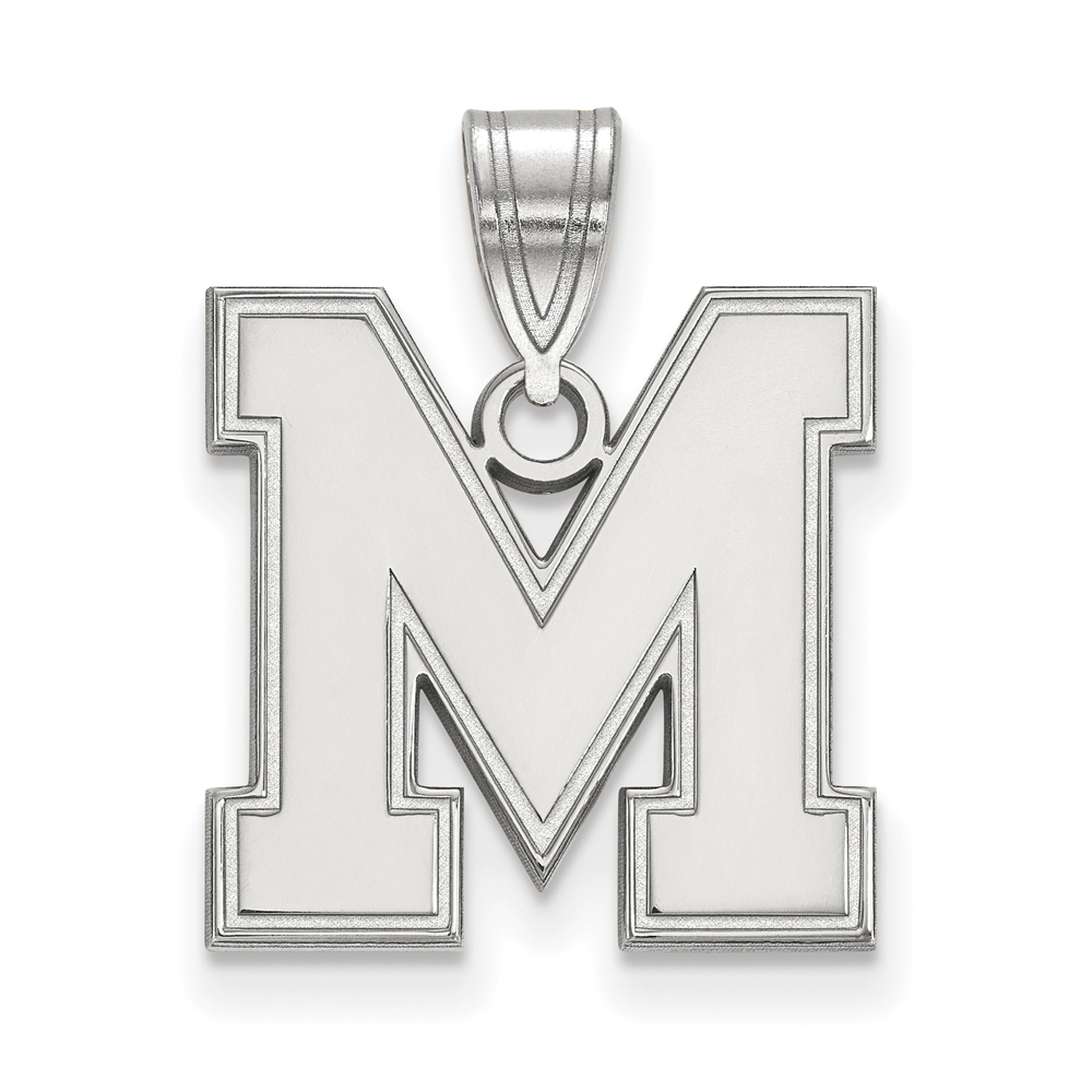 Sterling Silver U. of Memphis Medium Initial Pendant