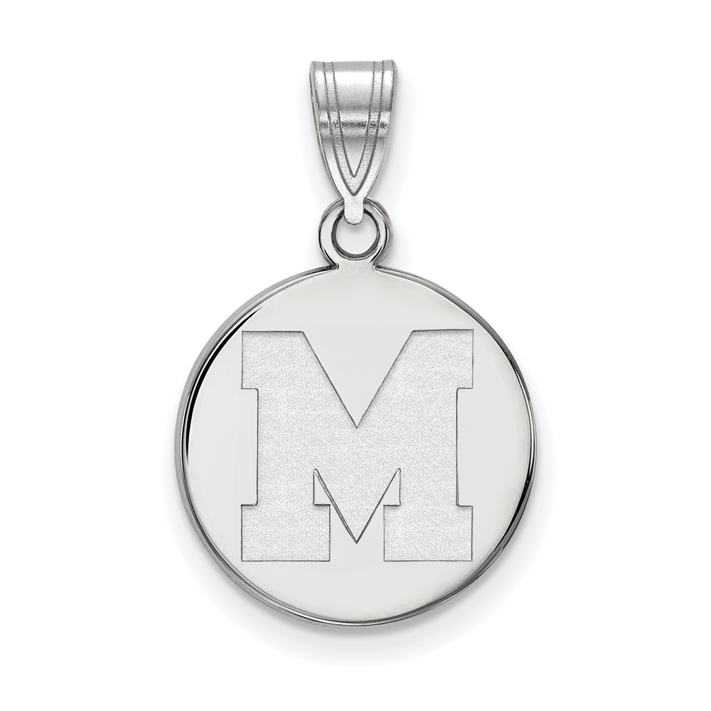 Sterling Silver U. of Memphis Medium Initial Disc Pendant