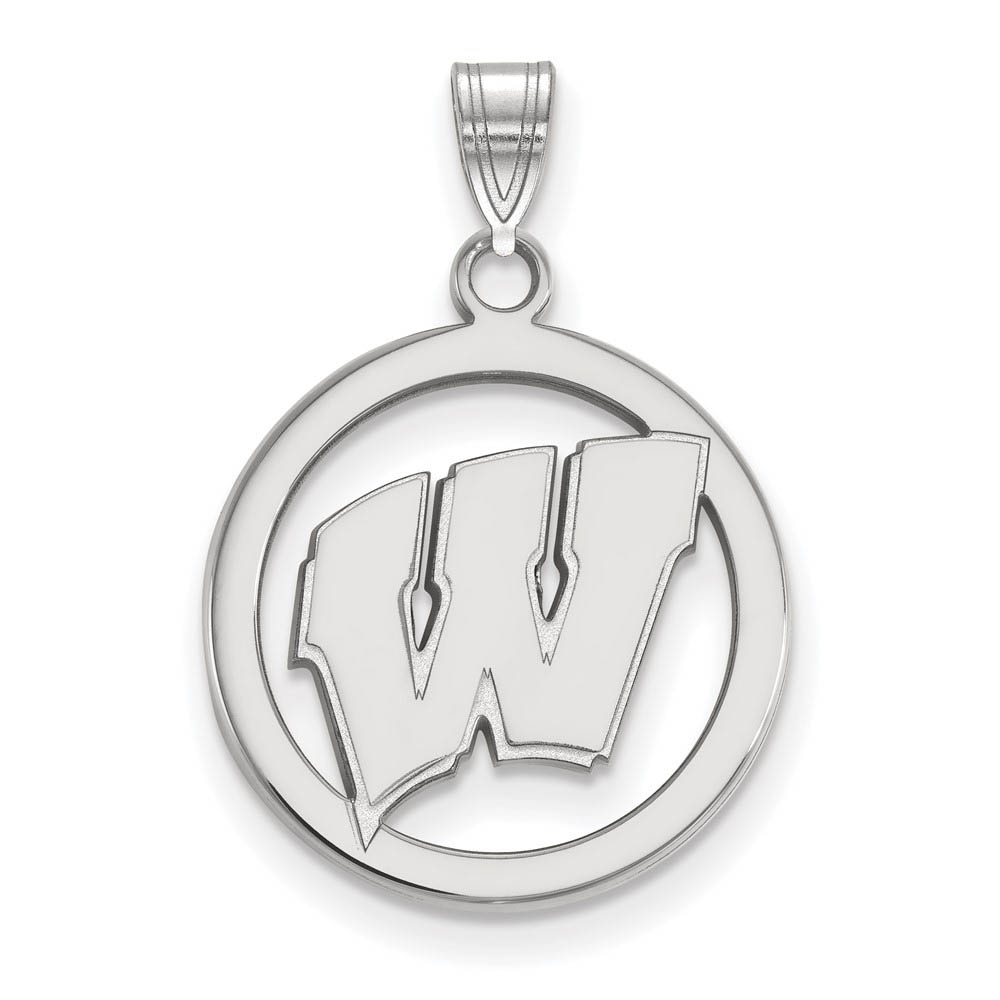 Sterling Silver U. of Wisconsin SM Initial W Circle Pendant