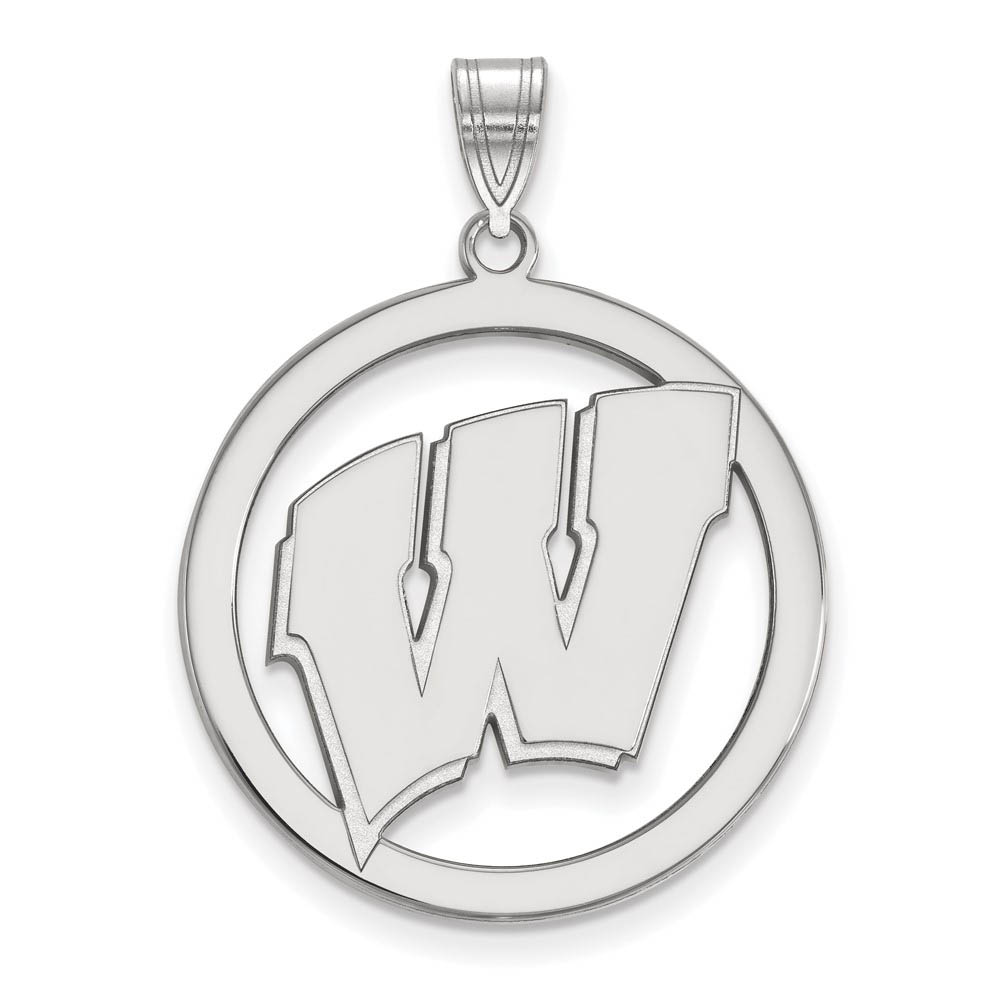 Sterling Silver U. of Wisconsin Initial W Circle Pendant