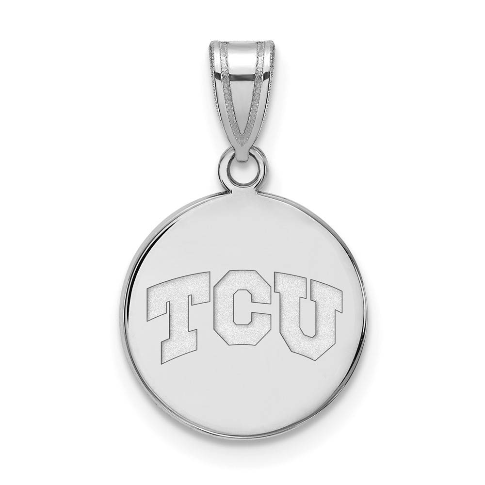Sterling Silver Texas Christian U. 'TCU' Disc Pendant