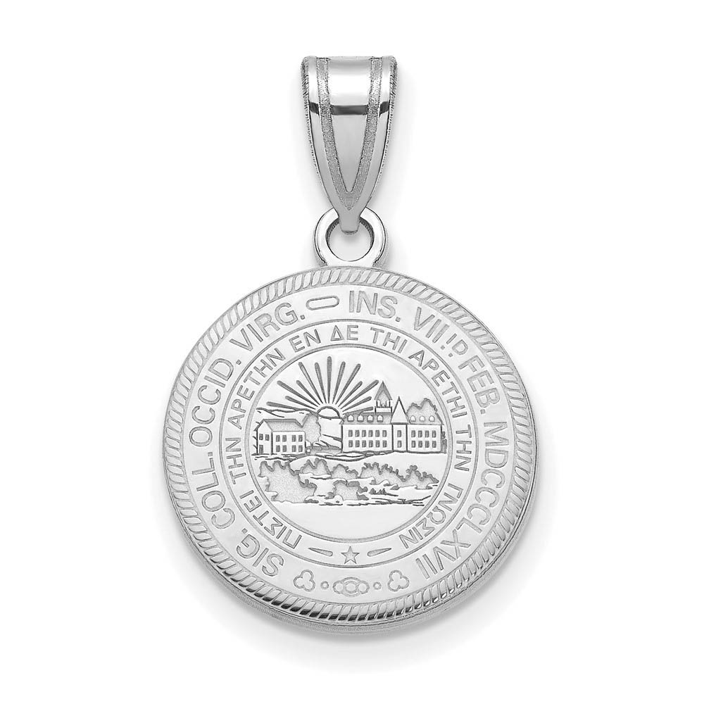 Sterling Silver West Virginia U. Crest Disc Pendant