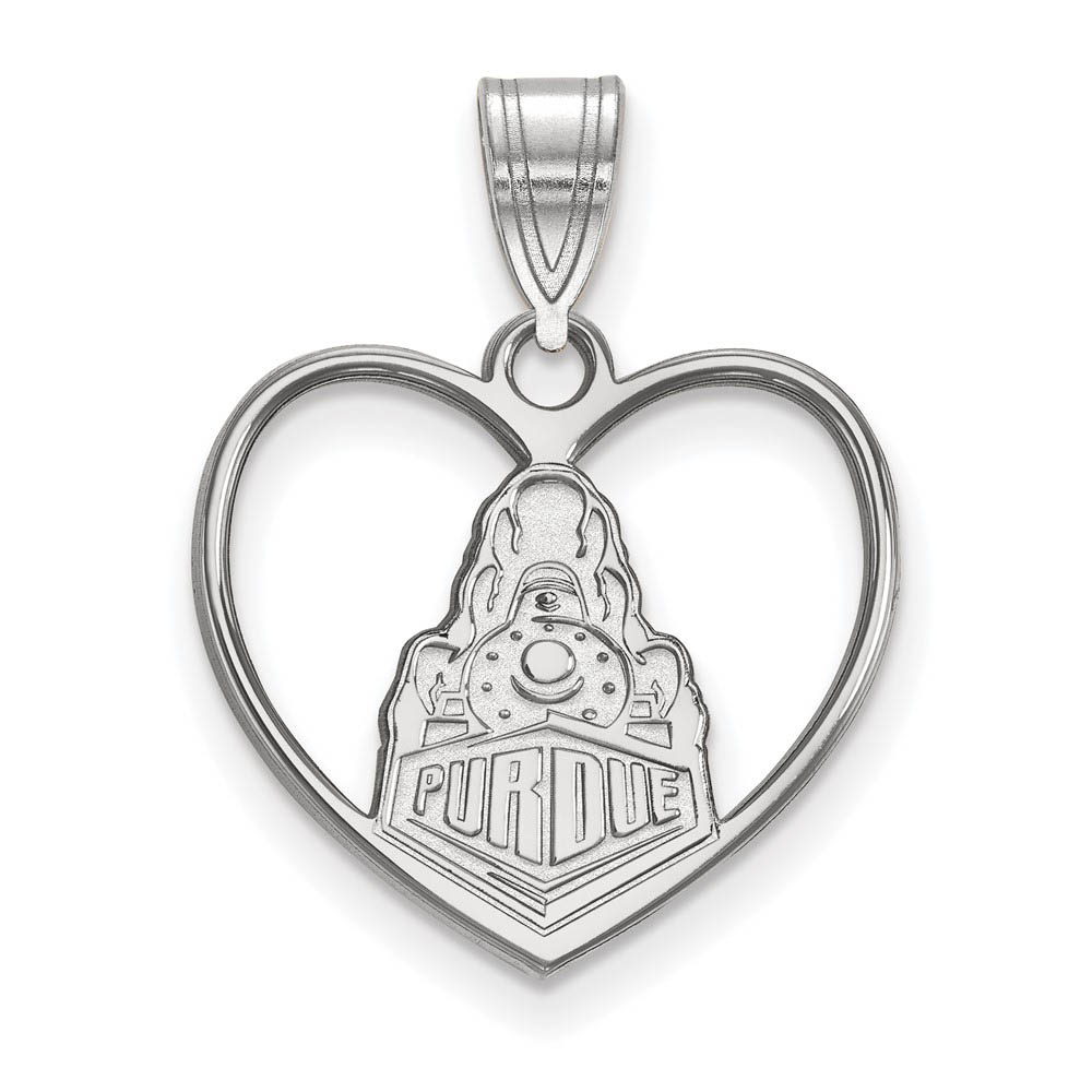 Sterling Silver Purdue Logo Heart Pendant