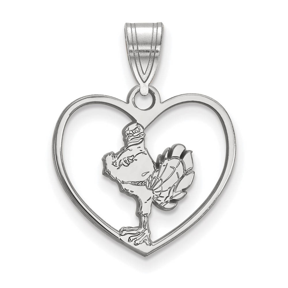 Sterling Silver Virginia Tech Mascot Logo Heart Pendant