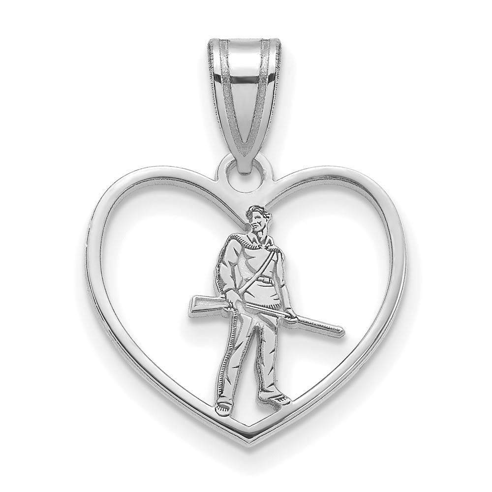 Sterling Silver West Virginia U. Mascot Heart Pendant