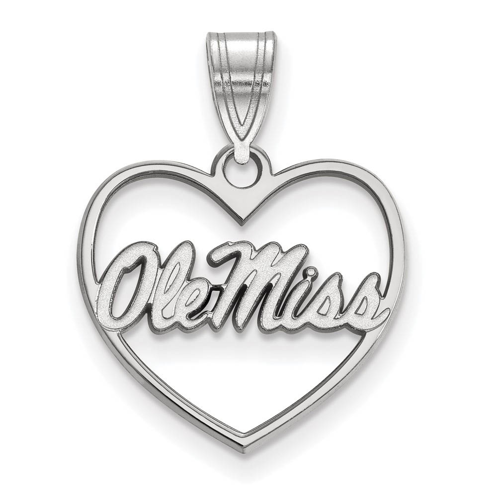 Sterling Silver U. of Mississippi Heart Pendant