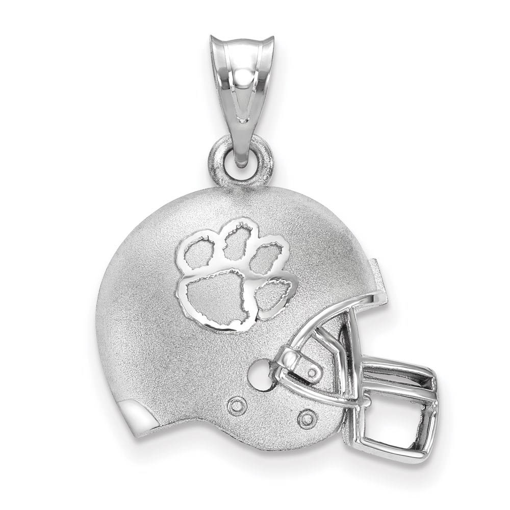 Sterling Silver Clemson U 3D Football Helmet w Logo Pendant