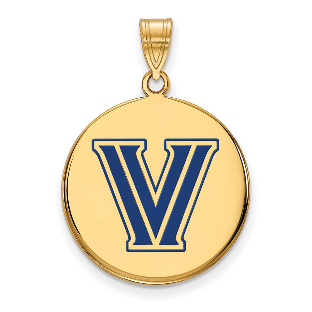 14k Gold Plated Silver Villanova Univ. Enamel Disc Pendant