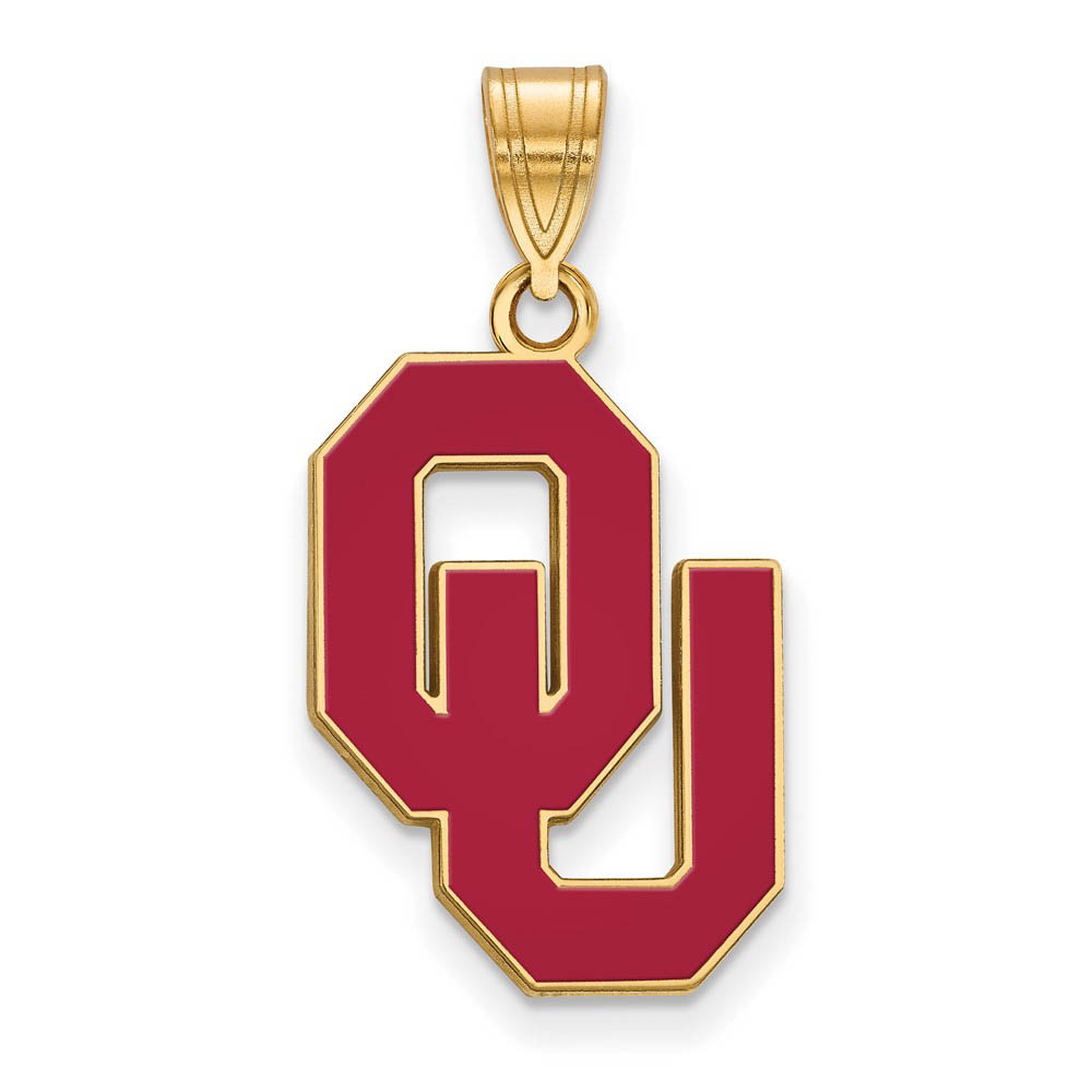 14k Gold Plated Silver Univ. of Oklahoma Enamel Pendant