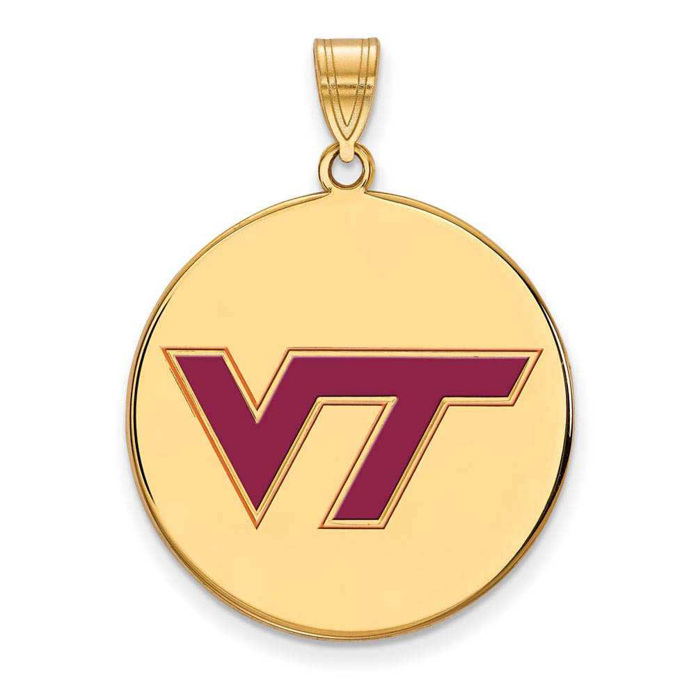 14k Gold Plated Silver Virginia Tech Enamel Logo Disc Pendant
