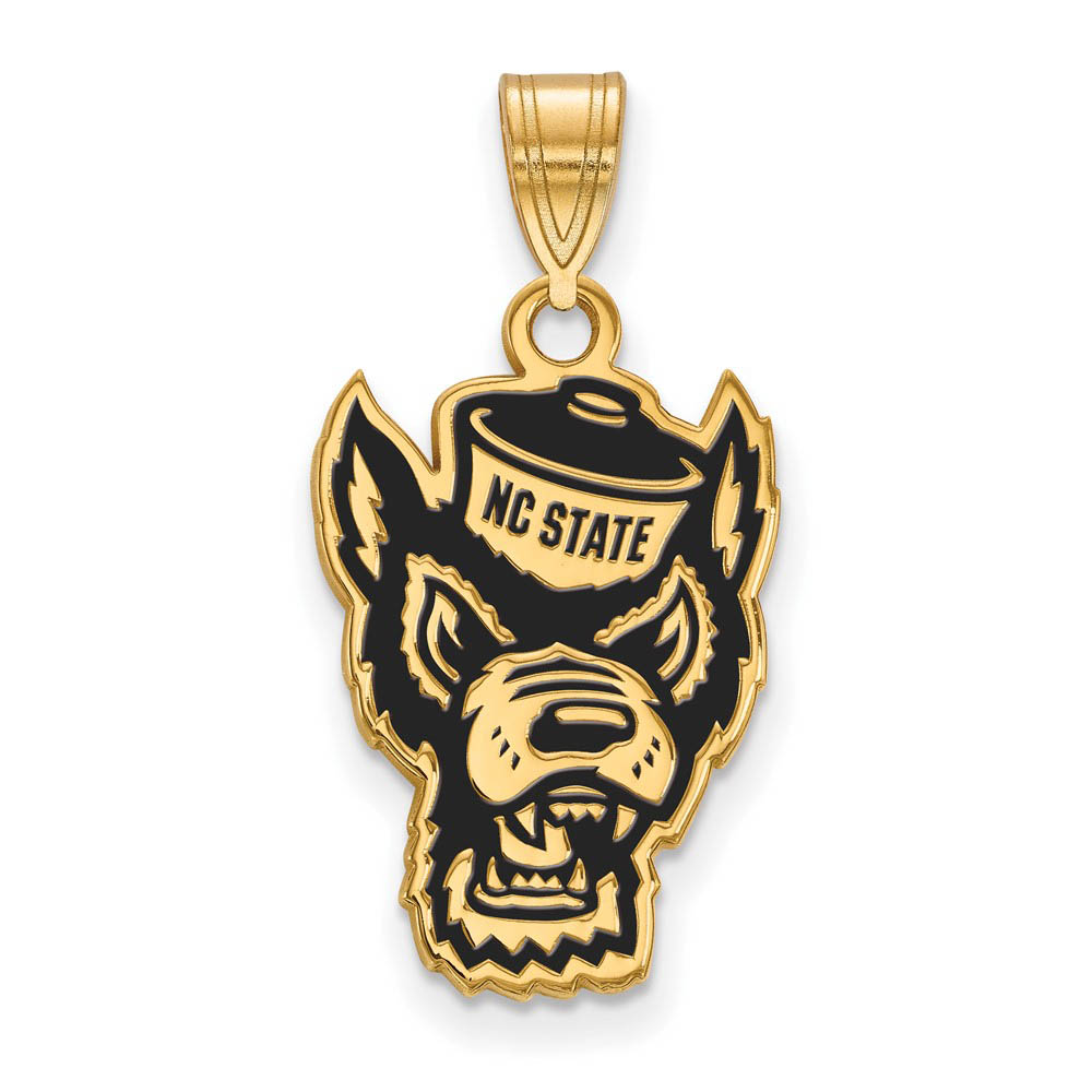 14k Gold Plated Silver NC State Enamel Pendant