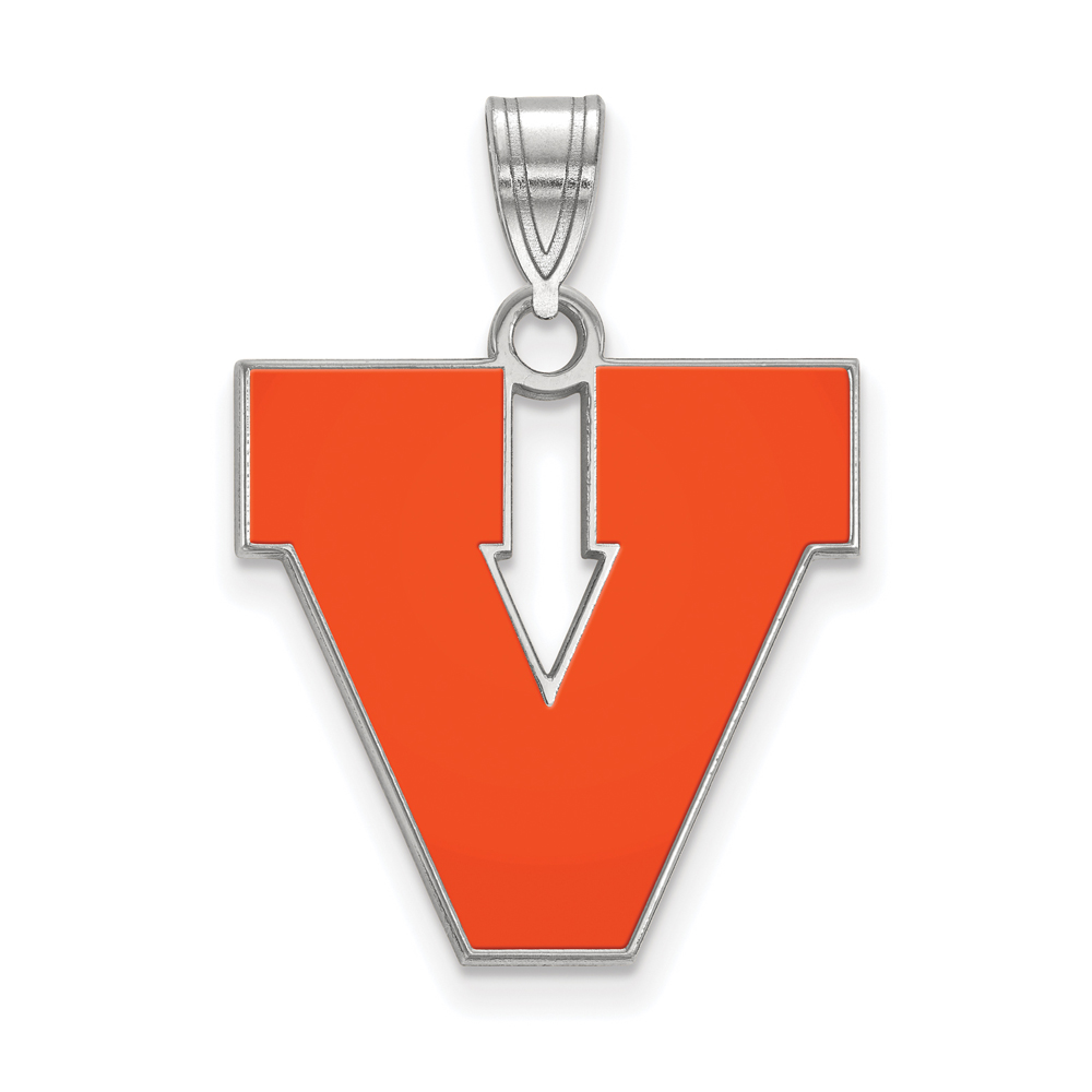 Sterling Silver U. of Virginia 'V' Enamel Pendant