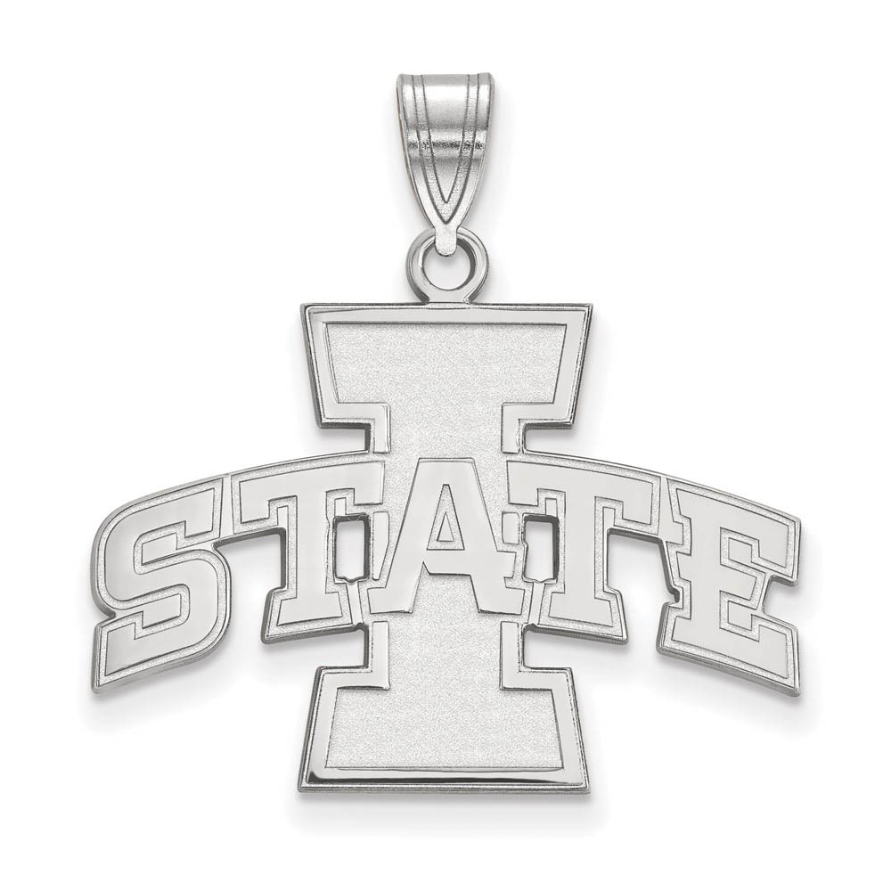 10k White Gold Iowa State 'I STATE' Pendant