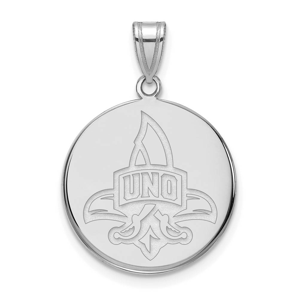 10k White Gold U. of New Orleans Disc Pendant