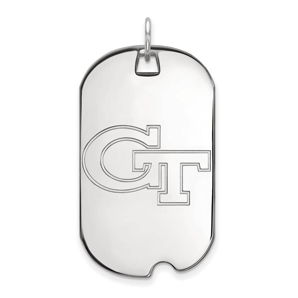 10k White Gold Georgia Technology Dog Tag Pendant