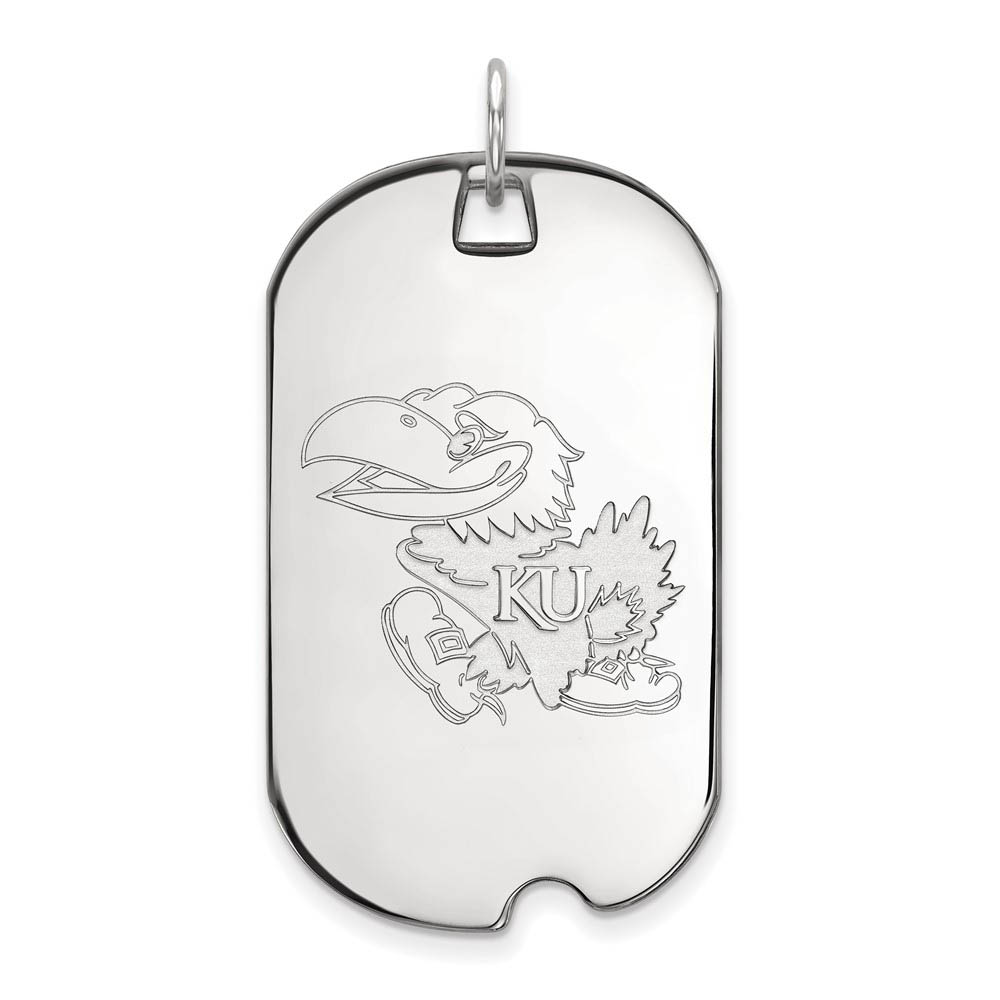 10k White Gold U. of Kansas Dog Tag Pendant