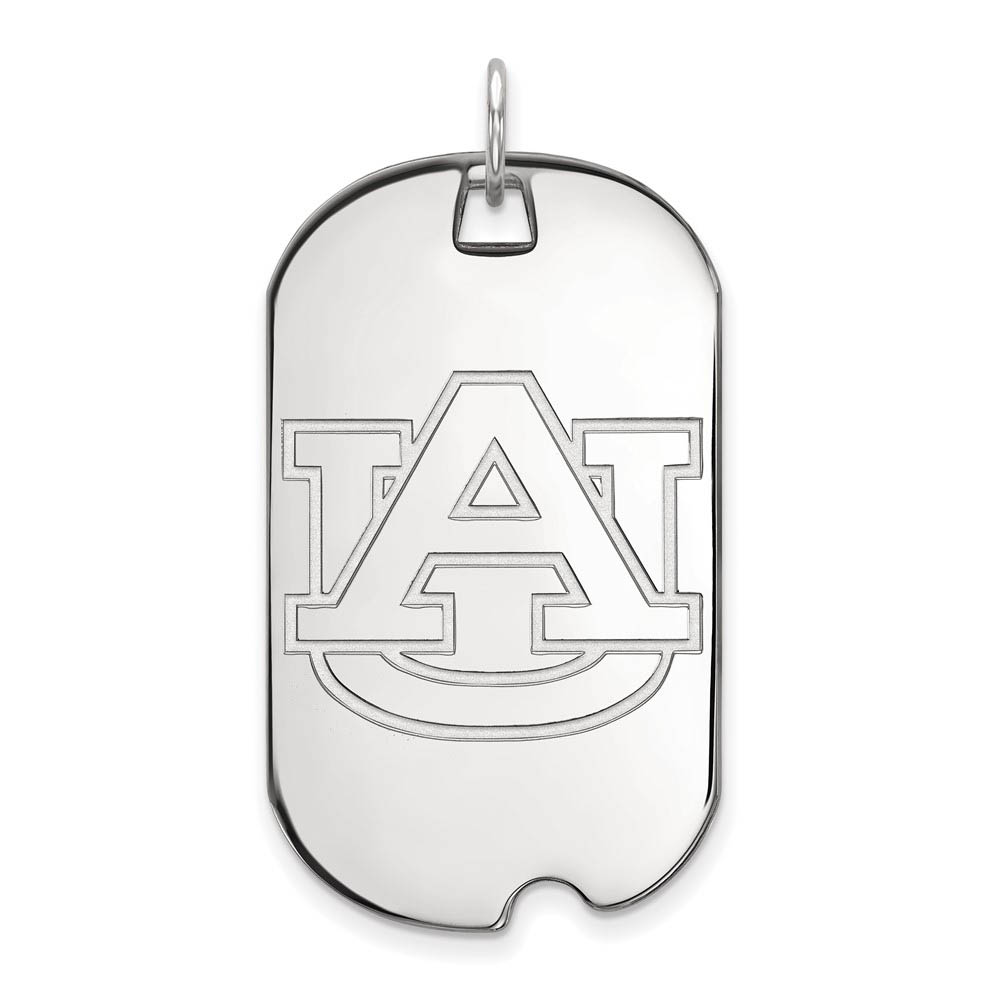 10k White Gold Auburn U Dog Tag Pendant