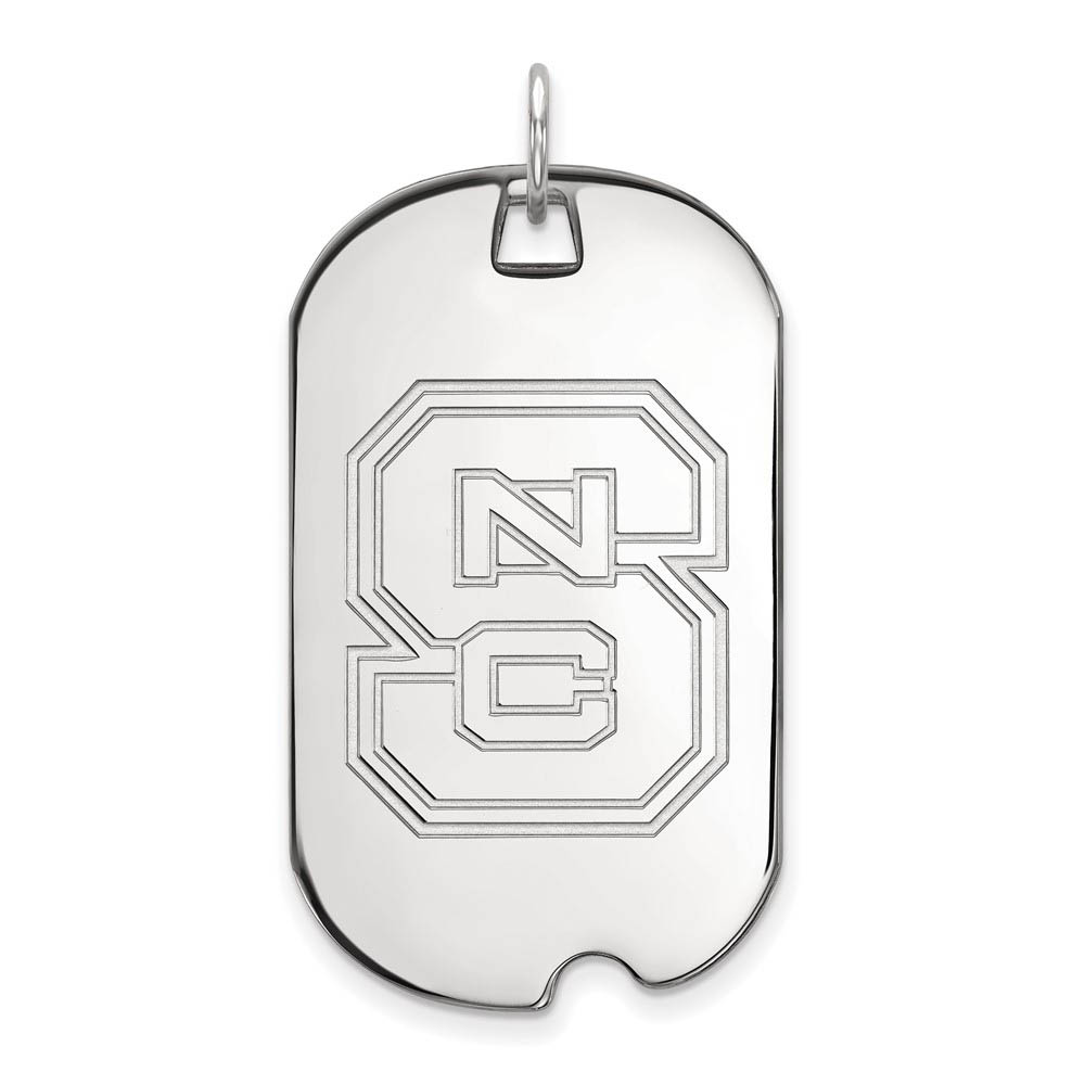10k White Gold North Carolina State 'NCS' Dog Tag Pendant