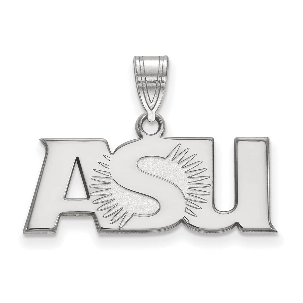 10k White Gold Arizona State Logo 'ASU' Pendant