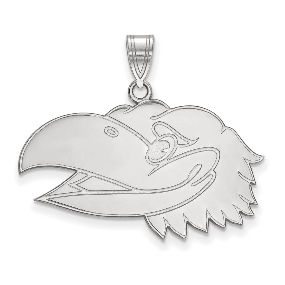 10k White Gold U. of Kansas Left Profile Mascot Pendant