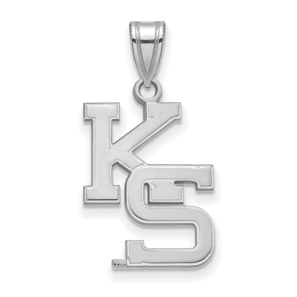 10k White Gold Kansas State 'KS' Pendant