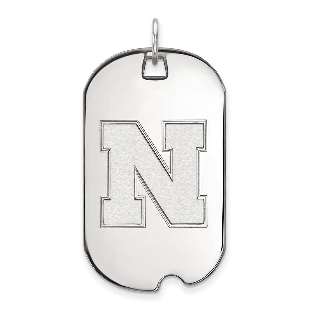10k White Gold U. of Nebraska Dog Tag Pendant