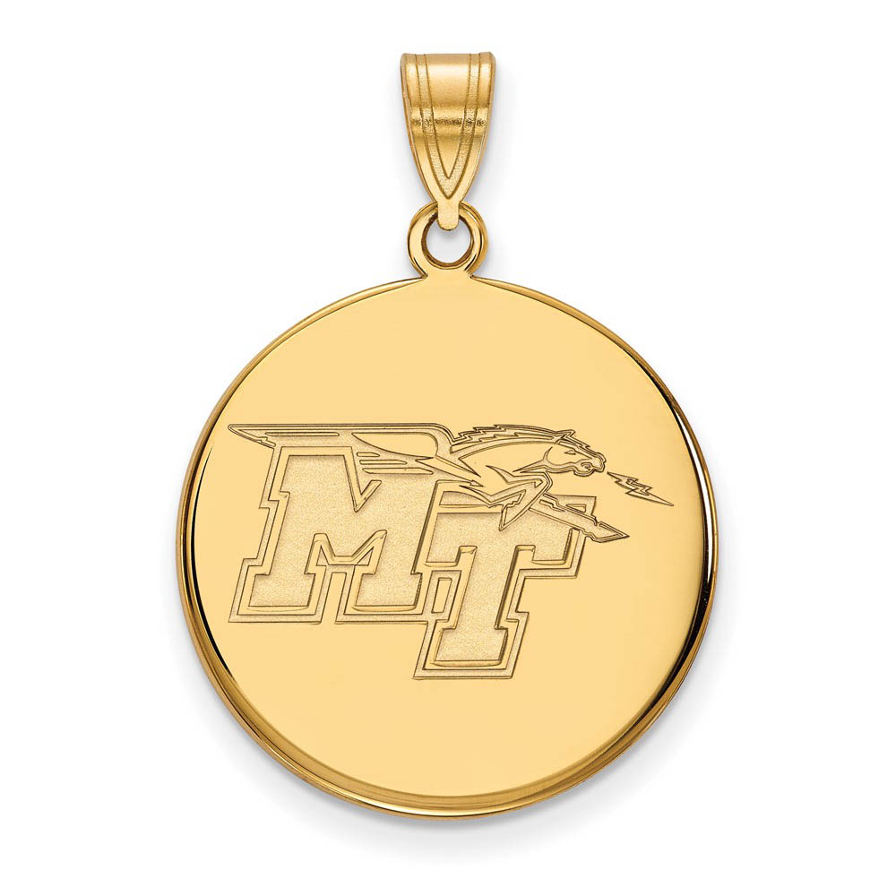 10k Yellow Gold Middle Tennessee State Disc Pendant