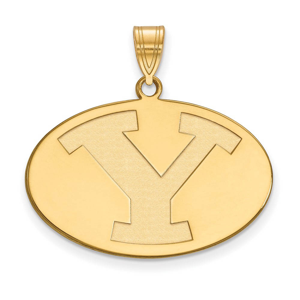 10k Yellow Gold Brigham Young U Initial Y Oval Pendant