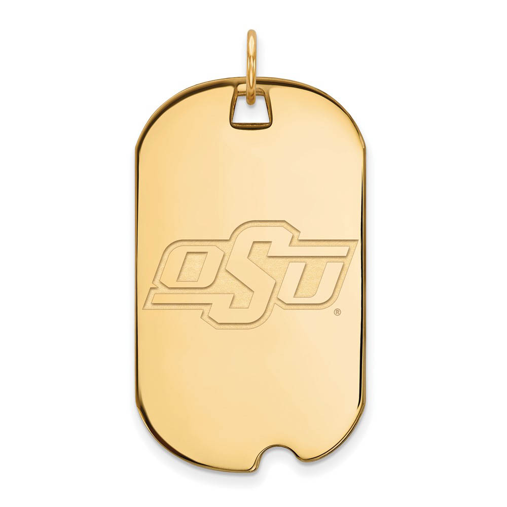 10k Yellow Gold Oklahoma State Dog Tag Pendant