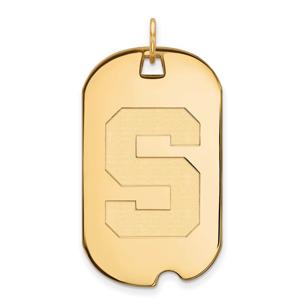 10k Yellow Gold Michigan State Large Initial Dog Tag Pendant