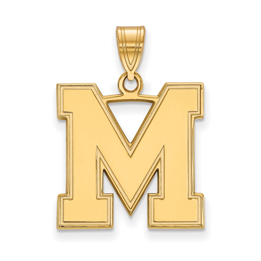 10k Yellow Gold U. of Memphis Large Initial Pendant