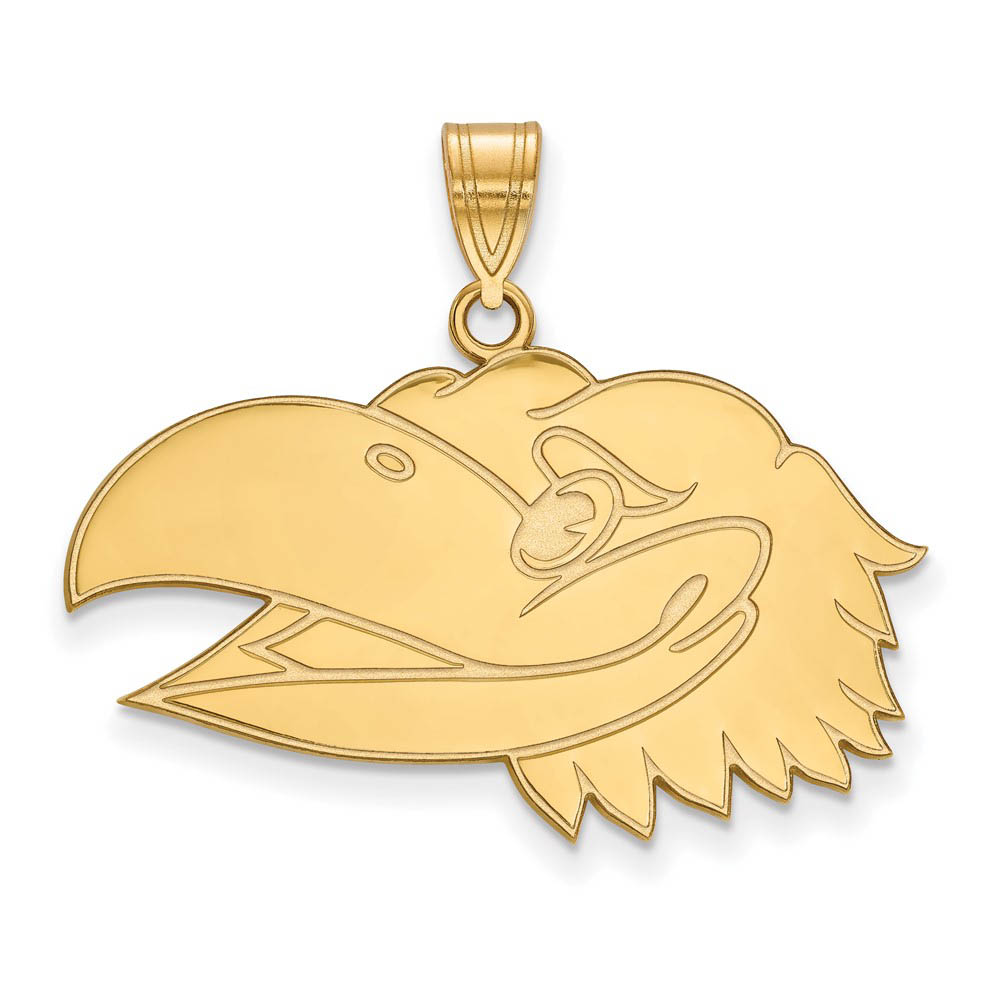 10k Yellow Gold U. of Kansas Left Profile Mascot Pendant