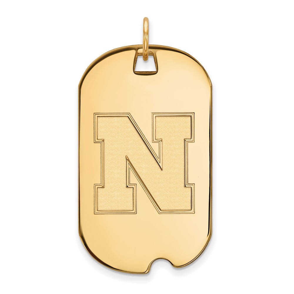 10k Yellow Gold U. of Nebraska Dog Tag Pendant