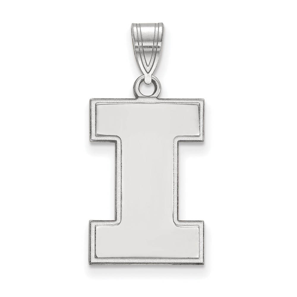 14k White Gold U. of Illinois Shield Logo Initial I Pendant