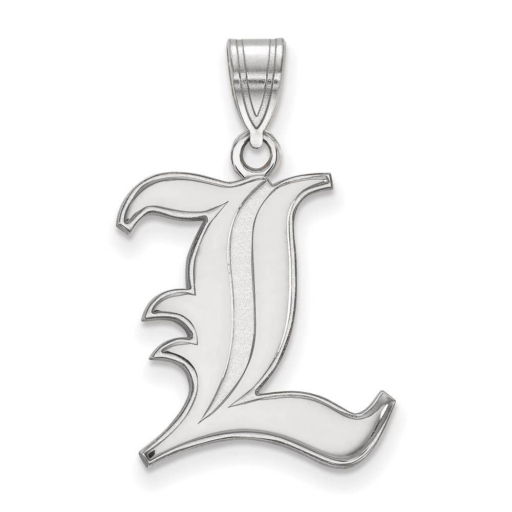 14k White Gold U. of Louisville Large 'L' Pendant
