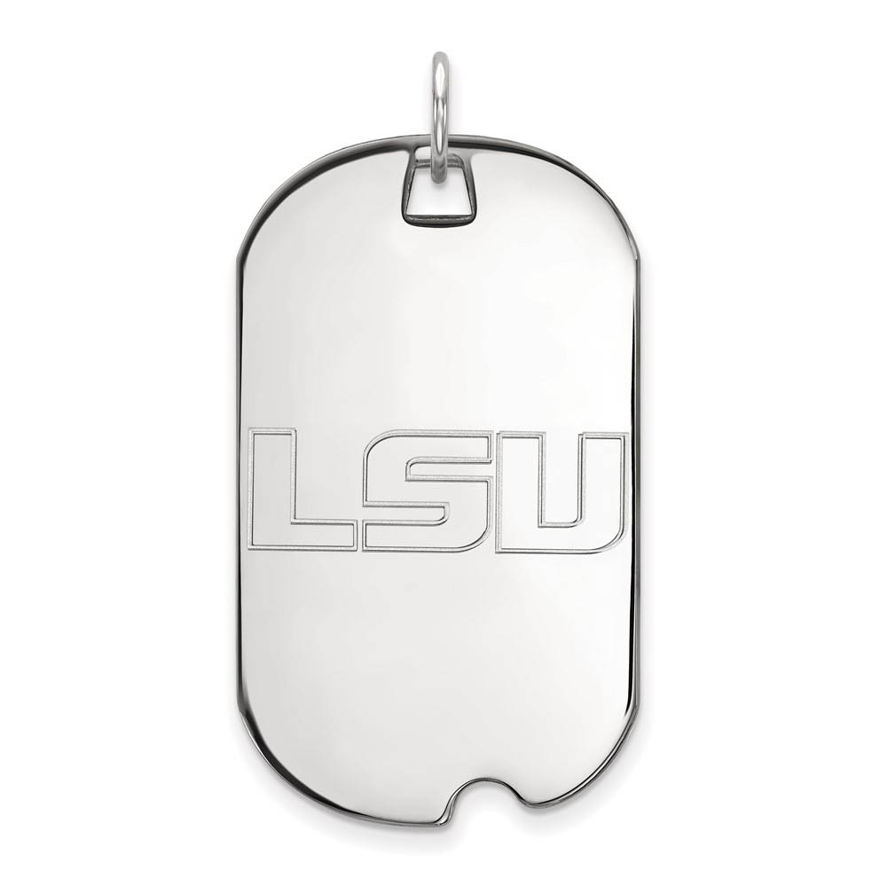 14k White Gold Louisiana State Dog Tag Pendant