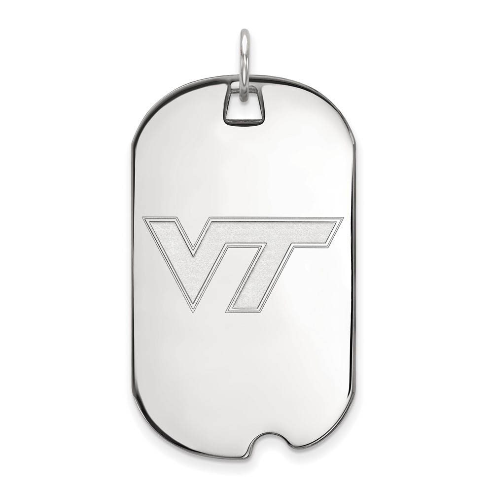 14k White Gold Virginia Tech Logo Dog Tag Pendant