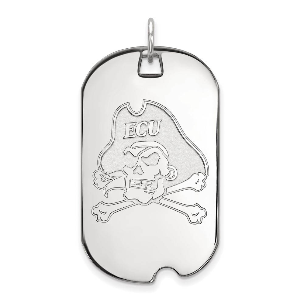 14k White Gold East Carolina U Dog Tag Pendant