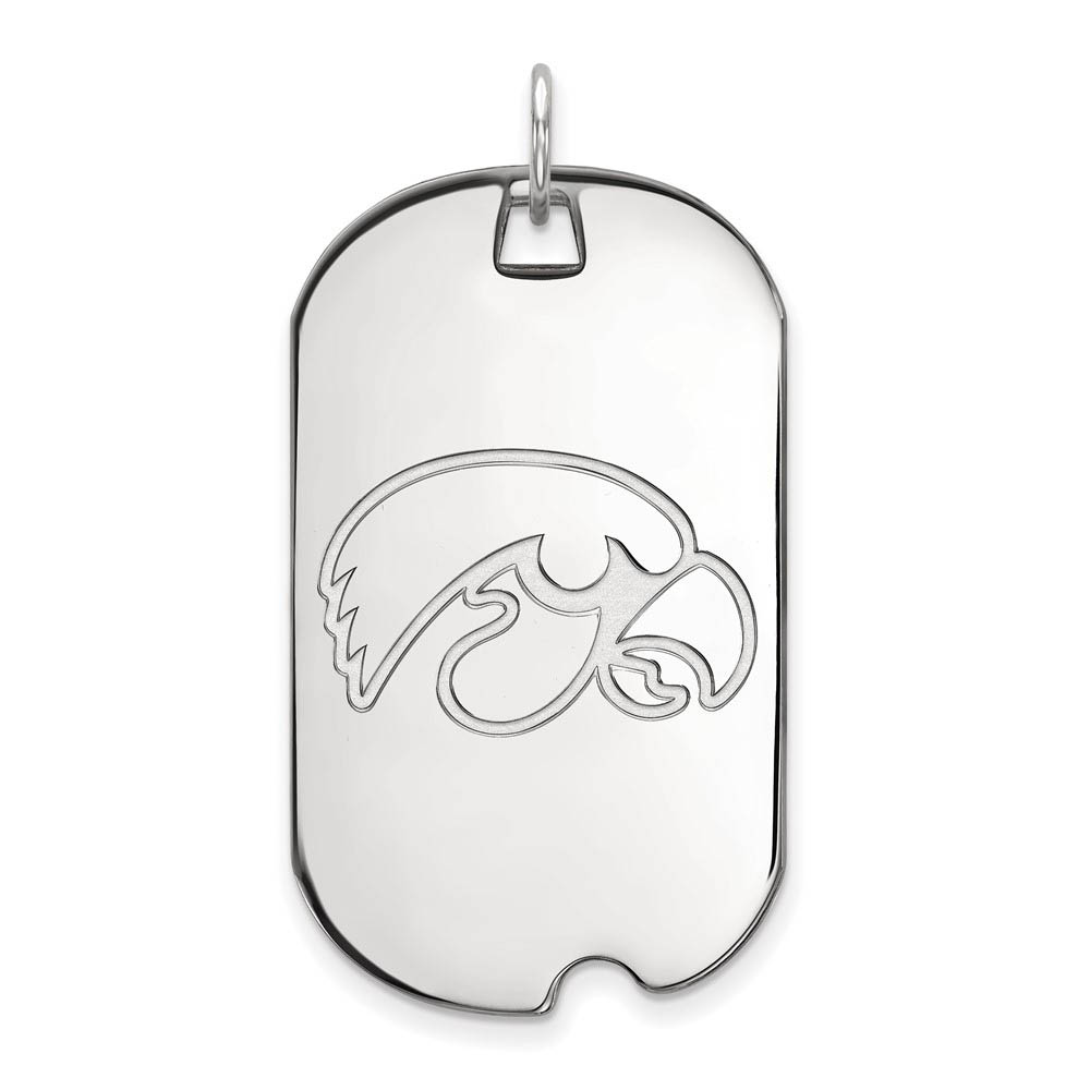 14k White Gold U. of Iowa Dog Tag Pendant
