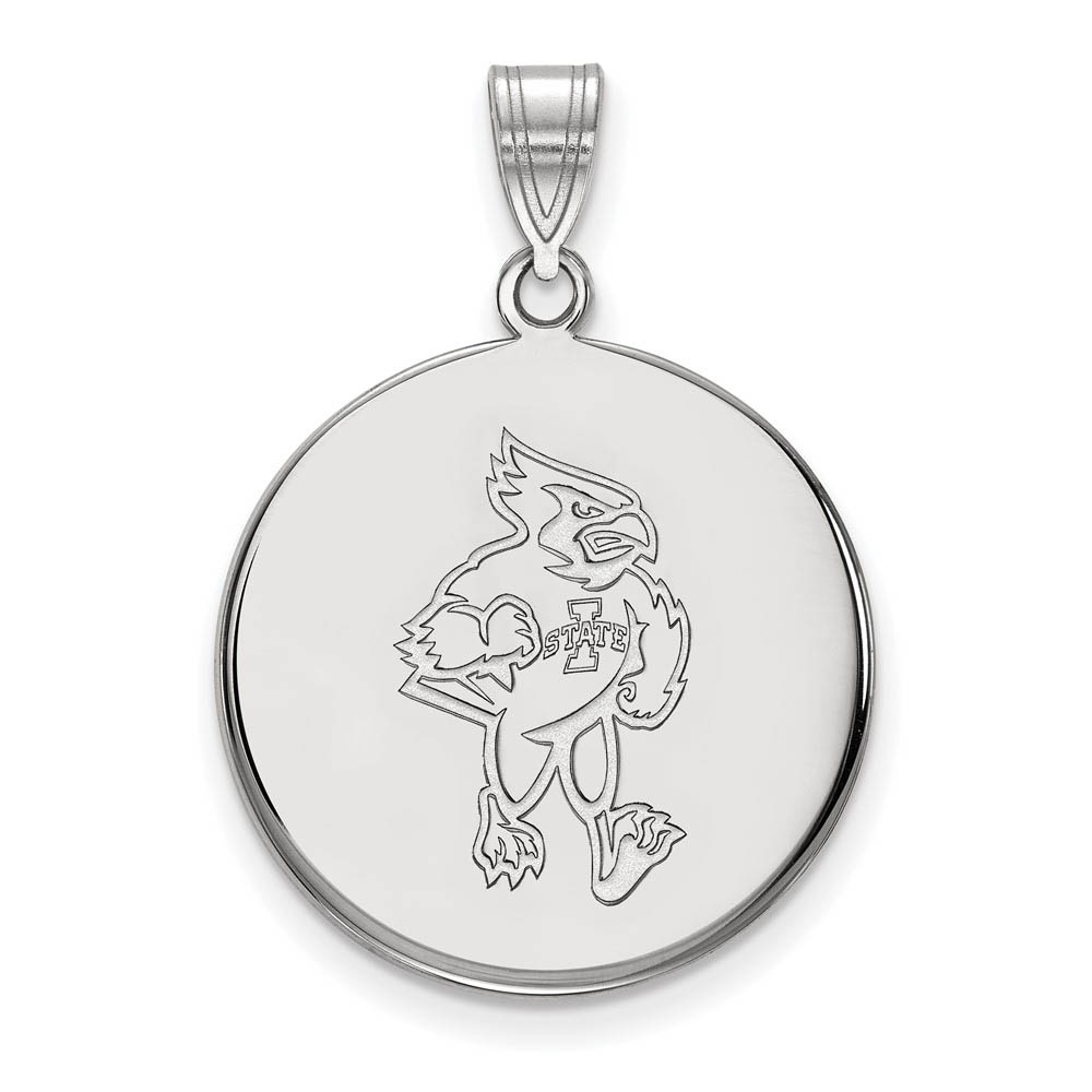 14k White Gold Iowa State Mascot Disc Pendant