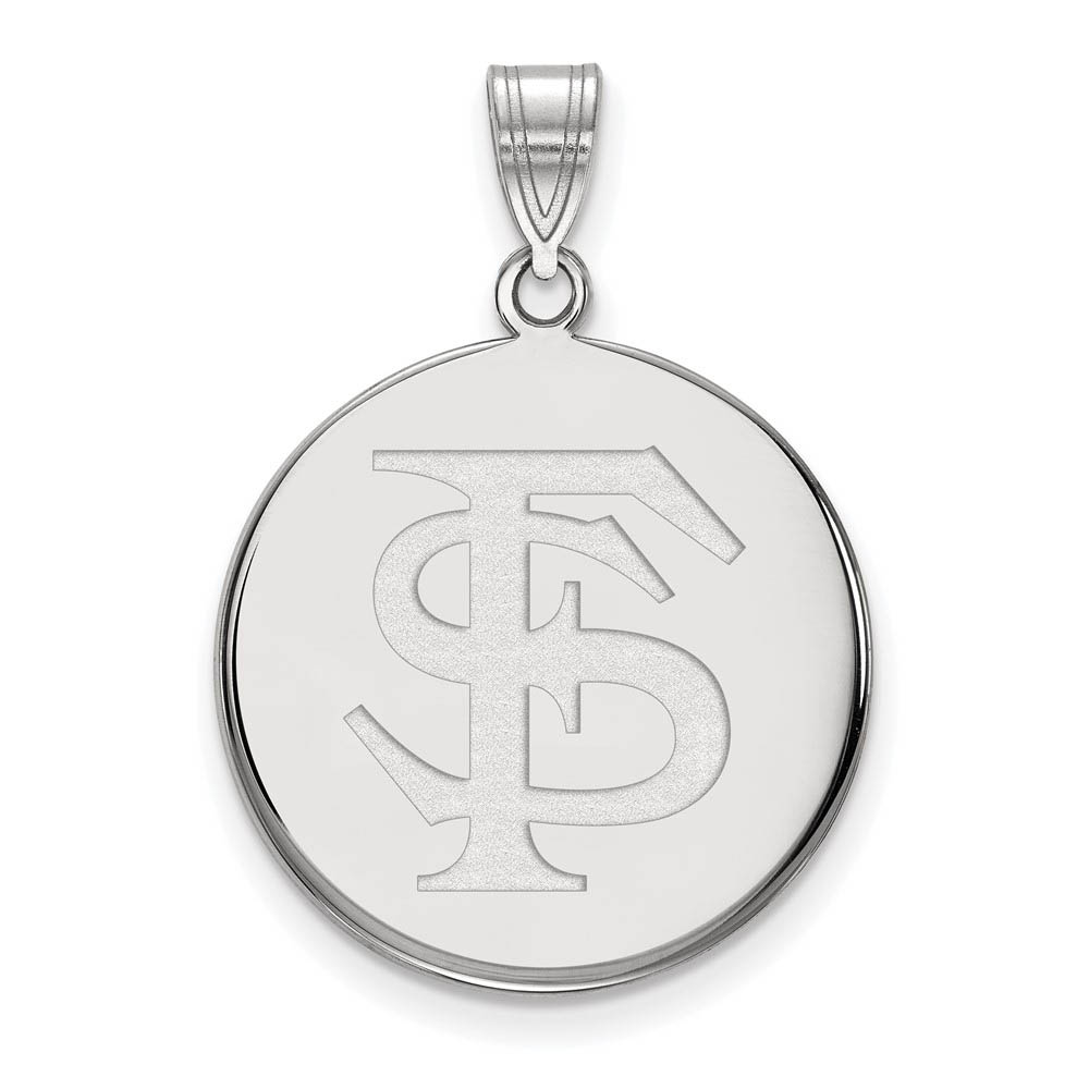 14k White Gold Florida State 'FS' Disc Pendant